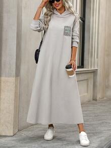 Váy dài tay lót giữ nhiệt có mũ trùm đầu dành cho nữ, phù hợp cho mùa thu, đông và xuân - Màu Xám nhạt - Xem 7