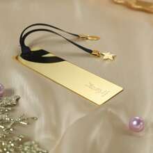Yves Saint Laurent Metal Bookmarks With Gold Texture And Star/Heart Shaped Pendants, Fashionable Reading Essential - Gold - View 8