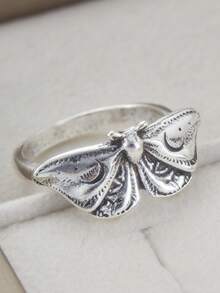 1枚银蛾戒指，星空饰品，月蛾戒指，女巫戒指，女巫饰品，银蛾配饰，神秘蛾戒指