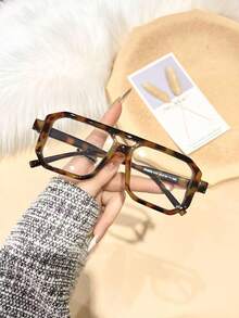 Fashion Street Style Double Bridge Square Frame Glasses - Various - View 11