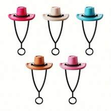 5个吸管帽，E硅胶吸管帽，可爱牛仔吸管帽，可重复使用装饰吸管帽，杯子装饰配件，兼容10mm吸管，用于饮水杯等，硅胶牛仔帽吸管帽 - 彩色 - 查看 11