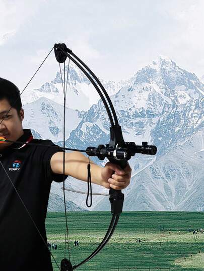 1 pieza Arco compuesto para caza al aire libre para adultos y adolescentes, incluye visor de flecha, arco compuesto tradicional para caza al aire libre para adultos, recreación y competición de tiro con arco al aire libre, entrenamiento de tiro con arco en el patio y al aire libre