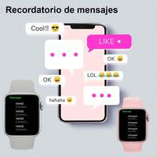 Smartwatch para Hombres y Mujeres, Reloj Inteligente de Moda: Pantalla 2.01" Bordes Ultra Finos, NFC, Asistente Diario(Calculadora/Alarma/Clima), Carga Inalámbrica, Recibe notificaciones de Whats-App/Face-book, Llamadas por Bluetooth, Seguimiento de Actividad Física, +100 Esferas Personalizables, Compatible iOS/Android - Reloj Hombre(relojes para hombre) / Reloj Mujer(relojes para mujer). - Rosa-2 Correas - Ver 7