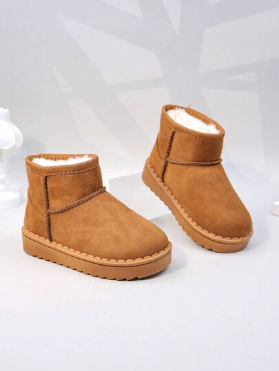 New Autumn/Winter Children Snow Boots, Thick-Sole Warm Plush Lined Boys/Girls Short Boots, Toddler/Little Kid Sizes