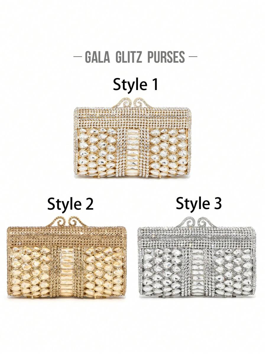 2025 Autumn/Winter Glittering Elegant Luxury Handbag, Glamorous Crystal Embellished Evening Bag For Women, Fashionable Makeup & Perfume Tote Bag, Handmade Sparkling Crystal Embroidered Wedding Bridal Clutch, Suitable For High-End Parties, Galas And Banquets (Not For Holding Phones)