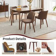 strundghti Modern Dining Chair Set Of 6, Linen Upholstered Kitchen Chair With Sold Wood Legs, Wing Backrest, Wooden Dinner Table, Accent Chair For Dining Room, Living Room - Cà phê PU-6 cái - Xem 4