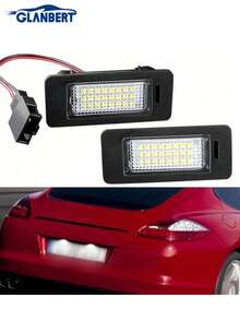 GLANBERT 2 pièces Lampe de plaque d'immatriculation compatible avec Audi LED Éclairage de plaque d'immatriculation A3/S3/A4/S4/A6/A8/Q5/Q7/RS4/A4/A6/A7/Q5/TT, pour Passat, pour Jetta, pour MK6, pour 8T0943021, pour 4G0943021 Éclairage de plaque d'immatriculation