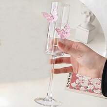 1/2/4pcs Butterfly Champagne Elegant Glass Goblets, Suitable For Wine, Beverage, Juice, Princess Style