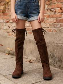 1 Paar klassische Mode Overknee-Stiefel für alle Jahreszeiten, geeignet für den täglichen Gebrauch und den Urlaub, Mädchen