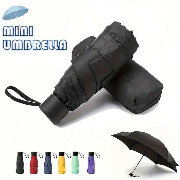 مظلة قابلة للطي - محمية من الأشعة فوق البنفسجية، سهلة الفتح، للسفر والاستخدام اليومي - متوفرة باللون الأسود والبنفسجي والأصفر والأزرق والأخضر والأحمر، مظلة مدمجة