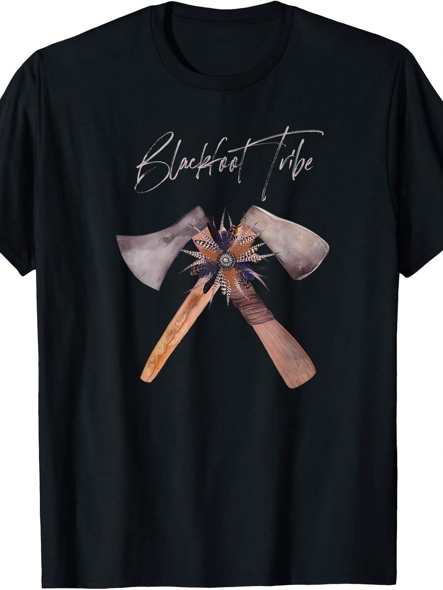 Blackfoot Retro Tomahawk Feather T-Shirt - Style 6 - View 1
