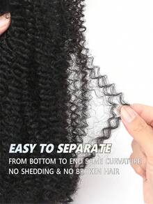 Cabello humano a granel tipo afro rizado para extensiones de rastas, 1 paquete de cabello a granel de color negro, cabello virgen brasileño para mujeres - Negro - Ver 9