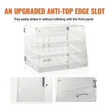 Pastry Display Case, 3-Tier Commercial Countertop Bakery Display Case, Acrylic Display Box With Rear Door Access & Removable Shelves, Keep Fresh For Donut Bagels Cake Cookie - 無色 - 查看 4