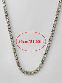 1pc Exquisite High-End Hip Hop Durable Sparkling Full Rhinestone Tennis Chain Necklace, Suitable For Men And Women, Ideal For Holidays, Parties, Daily Wear, Wonderful Gift For Halloween, Christmas, Thanksgiving, Birthday