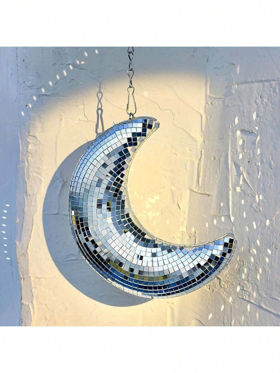3pcs Mirror Glass Disco Ball Moon Geometric Design, Suitable For Party And Bar Decoration, No Need For Charging, Creating Holiday Atmosphere, Perfect Christmas Gift, Thanksgiving Choice, Decorations To Give To Family And Friends, Surprise, Home Essential, Decorations, Christmas Decorations, Holiday Atmosphere, Valentine's Day, Wedding Anniversary