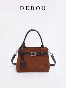 Dedoo Women's Bag, Crossbody Bag, Large-Capacity Retro-Style Suede Color-Block Tote, Casual And Versatile Buckle Design Shoulder Bag, A Must-Have For Women In Autumn And Winter, Suitable For Various Occasions Such As Going Out, Traveling, Shopping, Commuting, Gift-Giving, Parties, And More.