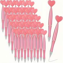 15 Pieces Of Personalized Pink Heart-Shaped Rotary Ballpoint Pens, Durable Writing Tools Suitable For Women, 1.0mm Medium Nib, Black Ink, Replaceable Refills, Perfect Office And Study Supplies, Valentine's Day Gifts, Mother's Day Gifts, Study And Office Supplies, School Stationery (15 Heart-Shaped Pens +20 Refills)