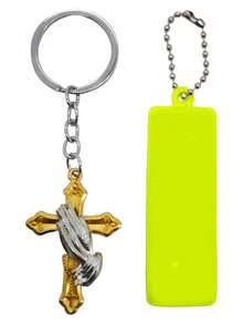 Combo de tira reflectante + llavero de cruz, colgante/dije de mochila de moda, adecuado para deportes al aire libre, accesorio de llavero DIY