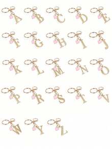 Porte-clés élégant et avancé en lettres dorées avec perles, pendentif tridimensionnel de lettres de A à Z, chaîne de perles élégante (amovible selon les préférences personnelles). Porte-clés en alliage de style, charm pour sac à dos, support de clé de voiture. Accessoires parfaits pour un usage quotidien des femmes, cadeau de couple idéal, porte-clés classique et simple, décoration, accessoire de sac, convient pour offrir à des amis, à la famille, aux couples, aux petites amies, cadeaux importants, souvenirs de vacances