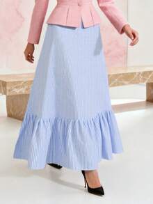 Ladies' Elegant Temperament Half Skirt - Blue - View 1