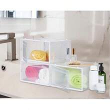 Plastic Shoe Boxes, 1/2/4/6/12-Piece Storage Box Sets, Foldable And Stackable Plastic Shoe Boxes For Sneakers Up To Size 44, Transparent And White, Back To School - Bộ 2 món - Xem 9
