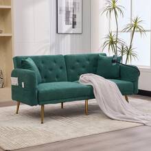 Divano da soggiorno con porte USB, porta cellulare e tasca laterale, divano multifunzionale a 2 posti con regolazione a 3 vie, divano pieghevole moderno, tessuto in ciniglia, per soggiorno e camera degli ospiti