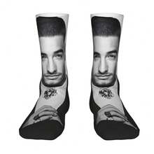 Maluma Men'S Fashion Socks - Black & White Contrast Design With Bold "MALUMA" Print, Comfortable Polyester Blend, Perfect For Casual Attire, Home & Outings, Stylish And Durable, Everyday Socks | Bold Print Socks | Knit Construction, Cute Socks - 彩色 - 查看 4