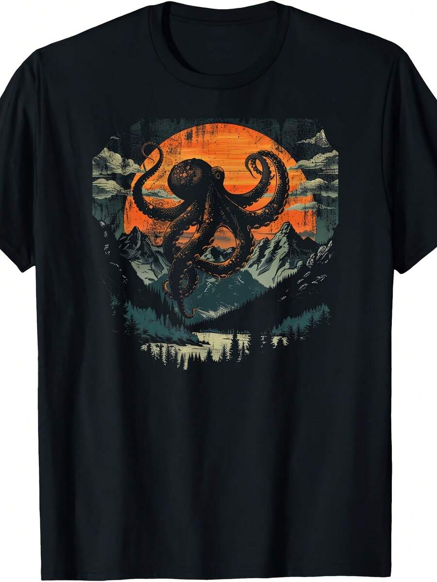 Octopus Shirt For Graphic Mountain T-Shirt T-Shirt - 款式30 - 查看 1
