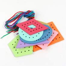 Wooden Geometric Shape Threading Toy, Colorful Educational Puzzle, 3-6 Years Old, Color And Shape Recognition Matching Game, Christmas & Birthday Gift, Mixed Colors, Educational Toys & Games