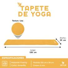 MUUK FITNESS Tapete de Yoga Foamy Antideslizante 150 x 59 cm | Esterilla Ligera de 8 mm con Correa de Transporte| Almohadilla para Rodillas y Codos | Material EVA Resistente, Ligero y Cómodo | Ideal para Ejercicio en Casa, Gimnasio, Parque, Viajes, Meditación y Estiramientos - Amarillo - Ver 7