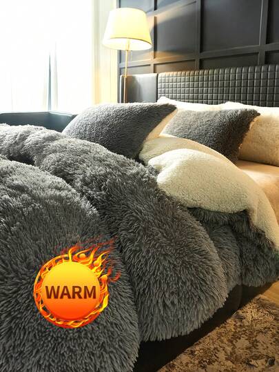 2/3pcs Faux Mink Duvet Cover Set, Long Plush Silky Soft, Soft And Lovely, 1Duvet Cover & 1/2 Pillowcases, Cozy Fluffy Texture, Multiple Color Options, Fits Twin/Full/Queen/King Size, Machine Washable, Luxury Bedding Set, Warm Room Decor, Autumn Decor, Winter Decor