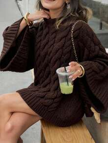 Sweter damski Just Masa, swobodny, kolorowy, lniany wzór, luźny, dzianinowy sweter z długim rękawem i okrągłym dekoltem, zimowy