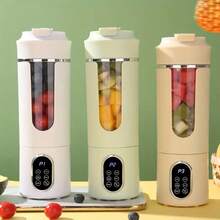 17.92 أونصة خلاط محمول قابل للشحن بمنفذ USB مع شاشة LED - كسارة ثلج قوية 7.4 فولت، عصارة فواكه وخضروات طازجة، تصميم مدمج مناسب لعمل السموذي والمشروبات الغذائية، لاستخدام المنزلي والسفر، عصارة محمولة، تحضير مشروبات صحية، أجهزة مطبخ عصرية، سهلة التنظيف