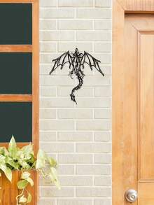 1 件复古金属龙壁饰，3D 神话幻想装饰，纹身风格家居装饰，适合游戏室和庭院悬挂，耐用金属工艺，独特礼物 - 黑色B - 查看 6