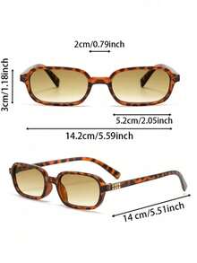 Set de 6 gafas de mujer con marco completo de plástico de estampado de leopardo y diseño geométrico multicolor, ideal como regalo para vacaciones, adecuado para todo tipo de rostros, apto para fiestas, al aire libre, accesorios de moda, vuelta al colegio, estilo universitario y talla grande - 6 piezas de té doble con estampado de leopardo negro y gris - Ver 5