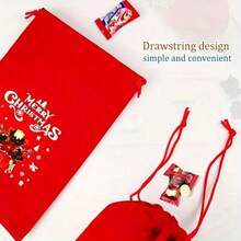 12pcs Christmas Velvet Drawstring Bags - Festive Red Candy Bags, Decorated With Santa Claus, Reindeer And Snowflake Patterns, Reusable, Suitable For Holiday Parties, Can Be Used For Packaging Candy, Jewelry And Small Gifts, Christmas Gift Bags - Multicolor - View 3