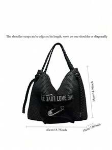 Bolso de hombro de mujer estilo streetwear Y2K, de nailon con parches, de gran capacidad, con decoración de remaches, bolso cruzado con cierre de cremallera, de unicolor, bolso de hombro de moda para uso diario, diseño de múltiples compartimentos, correa desmontable, cartera de mujer, adecuado para uso diario, fiesta, viajes, un elegante regalo de moda para vacaciones - Negro - Ver 2