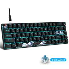 机械游戏键盘 - 冰蓝色 LED 背光 60% 超薄 USB 键盘，带蓝色开关，适用于 PC、Windows 和笔记本电脑 - 68 键，可快速准确地打字，适用于 Windows 笔记本电脑，可作为生日/复活节/男孩/女朋友的礼物 - Black/Blue Switch - 查看 13