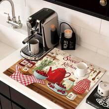 Design vintage con elementi classici e nostalgici, alla moda e bello, resistente al calore e antiscivolo, facile da pulire. Adatto per qualsiasi cucina, lavatrice, asciugatrice, piano cottura e piano in vetro. - Multicolore - Visualizzare 5