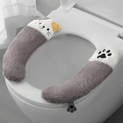 1pc Plush Cat Toilet Seat Cushion, Made Of Ultra-Soft Cotton Fabric, Equipped With A Stable And Non-Slip Rubber Base. A Thick And Warm Winter Buttock Support Pet Pad For Pets, Suitable For Winter Use. A Cat Toilet Pad That Can Be Hand-Washed And Dries Quickly. A Slip-Resistant And Comfortable Design Suitable For All Seasons, Suitable For Indoor Bathrooms, For A Comfortable Cat.