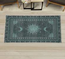 Retro Mid Century Abstract Pattern Rug On Ivory Background, Dark Orange And Reseda Green, 4' X 5' 5", Ideal For Bedroom, Dorm And Living Room - 灰青色 - 查看 5