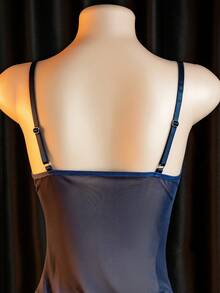 Two-Piece Exotic Women's Underwear Set, Sexy Lace Steel Ring Gathered Translucent Suspender Skirt, Hot Bikini, Perfect For Bedroom Shooting, Romantic Night - 藍色 - 查看 3