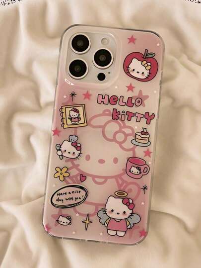 1pc Cute Angel Hello Kitty Pattern Phone Case, Soft TPU Shockproof Protective Cover, Suitable For IPhone17/IPhone17 Pro Max/IPhone16 Pro Max/IPhone15 Pro/IPhone14/IPhone13/12/11, Great Christmas Gift For Family, Friends, Sisters, Girlfriend