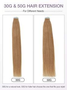 20片装胶带式接发片，真人发丝，14-22英寸，隐形双面胶带式接发片，直发，适合派对、万圣节装扮 - S27 - 查看 5