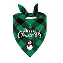 2pcs Adjustable Merry Christmas Pet Bandanas Polyester Green And Red Buffalo Plaid Santa Claus Snowman Gingerbread Man Pattern Pet Scarf Bib Suitable For Cats And Dogs Christmas Decorations For Home 2025 Gifts Party Supplies Fabric