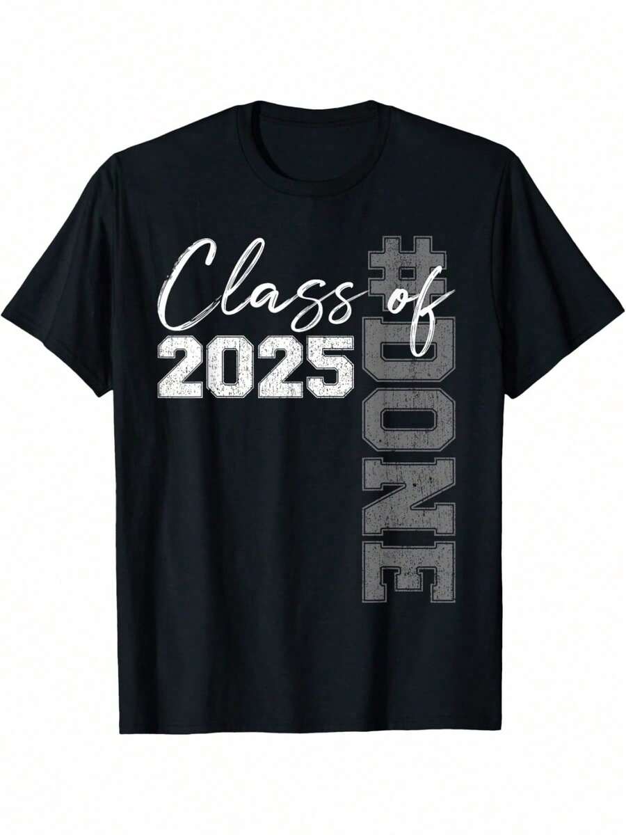 Camiseta divertida de graduación de la clase de 2025 para graduados de 2025 - Negro - Ver 1