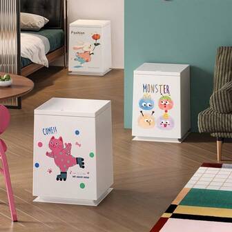 Cute Trash Can With Lid, Household Trash Can With Lid For Living Room, Bathroom, Bedroom, Large Size