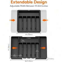 Premium Adjustable Drawer Organizer For Silverware, Expandable Cutlery Tray With Non-Slip Base, Heavy Duty Plastic Utensil Storage For Forks, Spoons & Knives, Space Saving Solution For Kitchen, Apartment, Dorm & Office, Perfect Housewarming Gift, Easy Clean Drawer Organizer For Daily Us - Mặc định - Xem 5