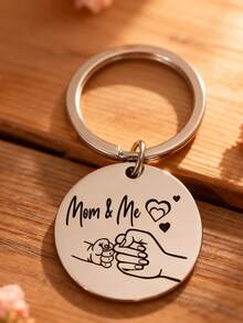 1 pieza Llavero especial de acero inoxidable, regalo del Día de la Madre de hijo/hija, regalo de llavero - Multicolor - Ver 4