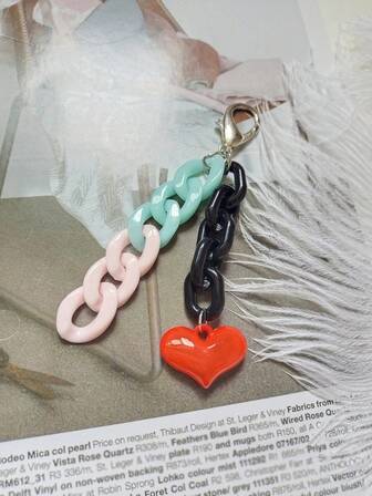 1个亚克力撞色设计可爱背包挂件休闲配饰百搭心形礼物适合日常佩戴送给女性的礼物手机配件个性化礼物趣味礼物手机挂件